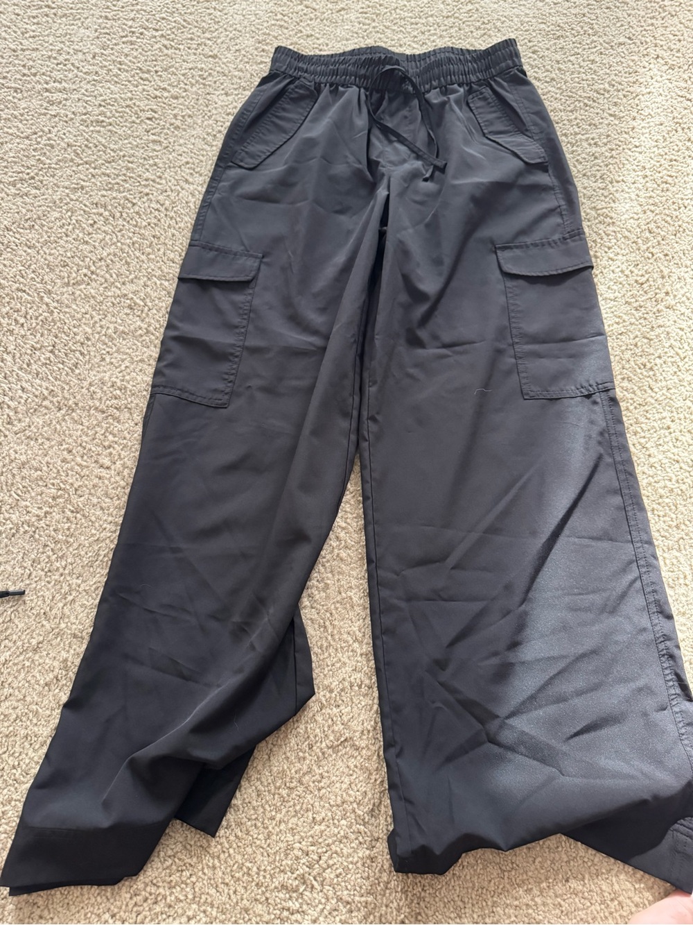 Old Navy Light Weight Black Wide-Leg Cargo Track Joggers